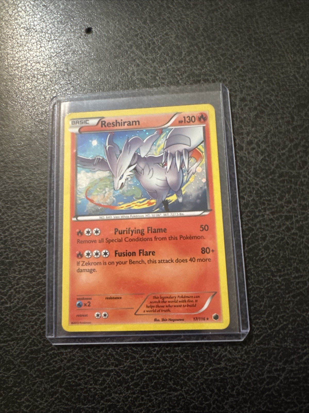 Reshiram Pokemon Card 17/116 Holo Rare Foil Plasma Freeze LP