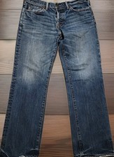 Abercrombie  Fitch Mens Classic Straight Whiskering Jeans Sz 32x30 Blue Denim