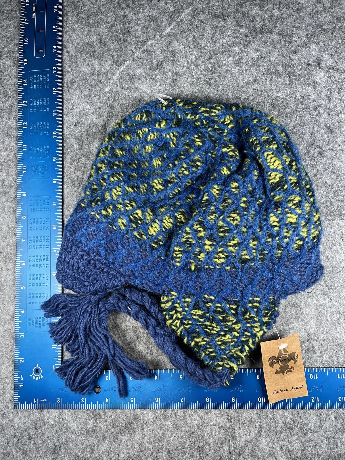 Cheewa Hat Trapper Womens Small Blue Wool Ear Flap Fleece Lined Winter