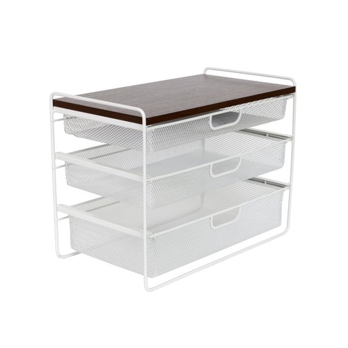 ORIGAMI CRAFT DESKTOP ORGANIZER - WHITE/WALNUT