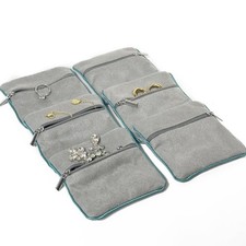 6-piece Padded Velvet Jewelry Pouch with Zipper - Portable Storage Bag for Tr...