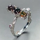 Jewelry gem Natural Black Opal Ring 925 Sterling Silver Size 6.5 /R461196