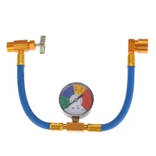 Aupoko R134A AC Refrigerant Charge Hose Kit, 1/2’’ Self-Sealing Valve Can, and