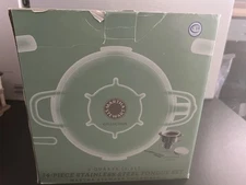 MARTHA STEWART Fondue Set Stainless Steel Large 2 QT 2 Quart - 14 Pieces - NIB