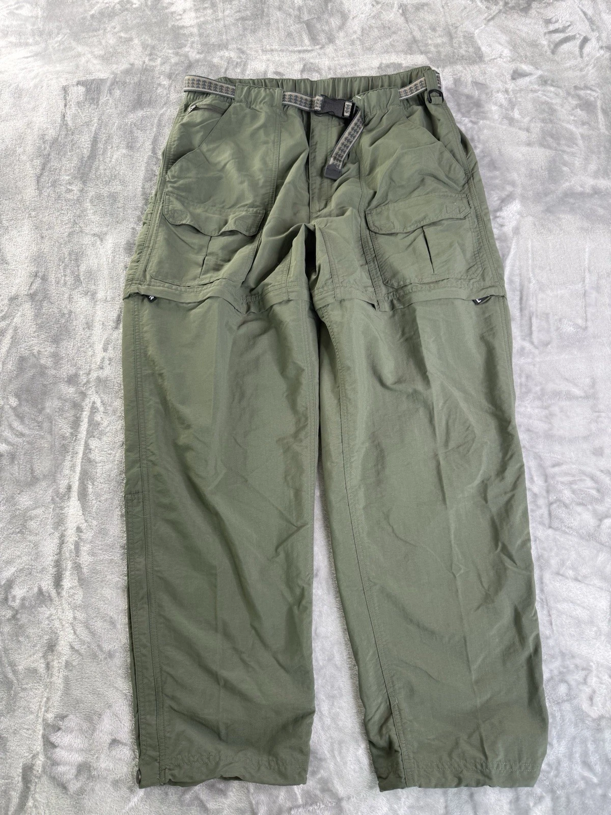 LL Bean Pants XL Stretch Hiking Outdoor Athletic Utility Lightweight Belt Green