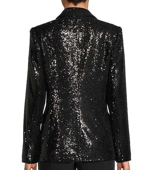 NWT - MILLY 'ALEXA' Sequin-Embellished Blazer Jacket, Black - Size 2 - Изображение 3 из 3