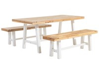 Rustikales GartenmöBel Set Hellbraun Akazienholz Massivholz WeißE Beine Scania
