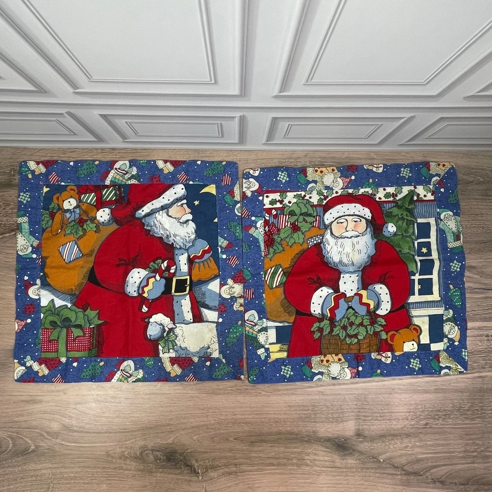 2er Set gesteppte Weihnachtsmann Tischsets Weihnachten Urlaub Deko