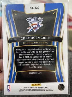 2024-25 Panini Select Mezzanine Chet Holmgren #322 Chrome Base SP