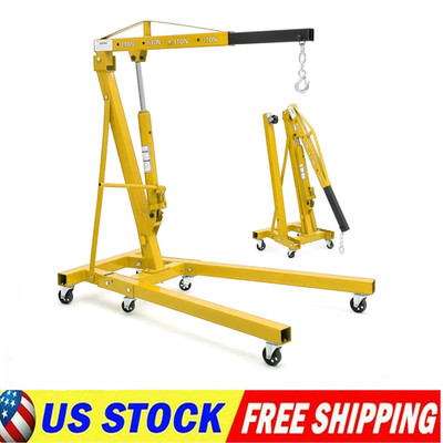 2 Ton Motor Engine Hoist Hydraulic Cherry Picker Shop Crane Hoist Lift W 6 Wheel