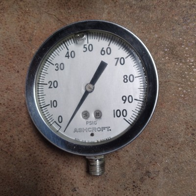 #ad Ashcroft PSIG Fluid Pressure Gauge 4quot; 316 SS Stainless Tube amp; Socket 0–100 PSI $55.00
