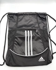 Adidas Black and White Drawstring Backpack Bag