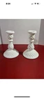 Fenton White Milk Glass Hobnail 6" Candlesticks Pair Vtg Candleholders Set Of 2