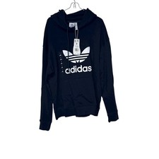 Adidas Women's Sweatshirt TRF Hooded Trefoil Logo Drawstring Black Medium NWT