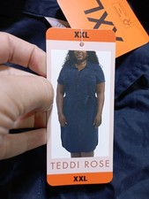 Teddi Rose Dress Womens 2XL Navy Button Down Belted Tencel Pockets