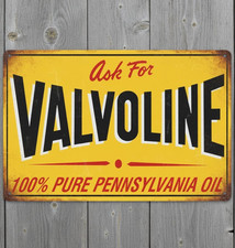 Ask For Valvoline Motor Oil 8 x 12 Vintage Novelty Metal Sign Made In USA New!