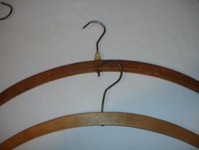 2 VINTAGE WOOD CLOTHES HANGERS,NO WRITING,5/8 X 16 IN.
