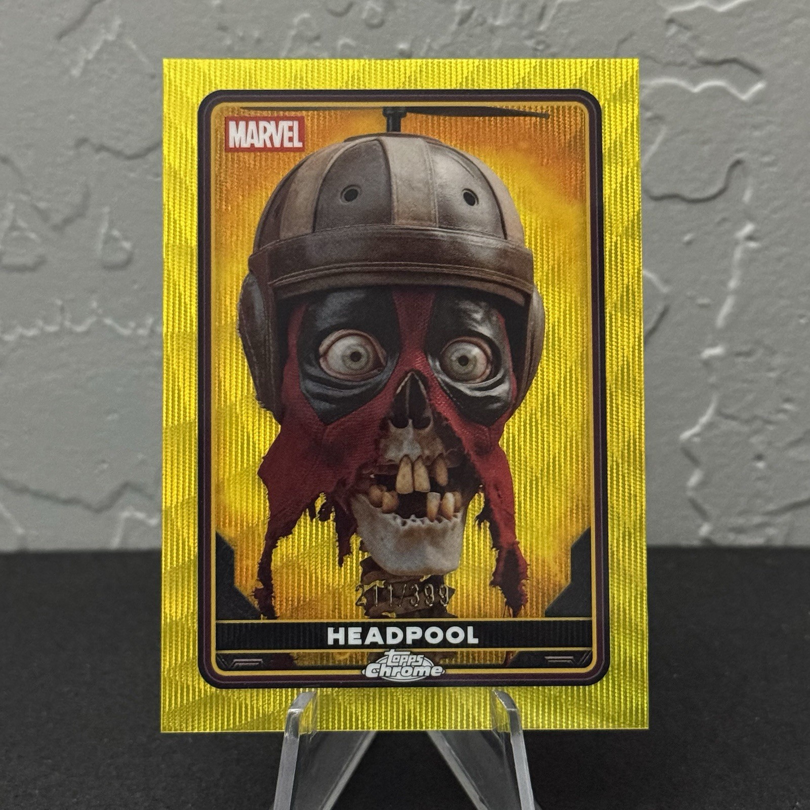 2025 Topps Chrome Deadpool Headpool #24 Yellow Wave Refractor /399