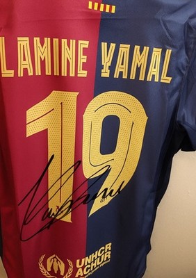 Signed Lamine Yamal #19 FC Barcelona Home Jersey Size M | eBay