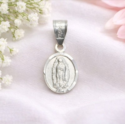 Jungfrau von Guadalupe Mini Medaille Anhänger 925 Mex. Sterling Silber Anhänger 1,45 cm