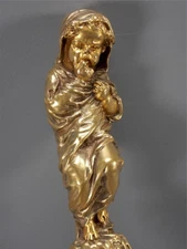 Antique solid bronze letter opener figural signed lost wax technique