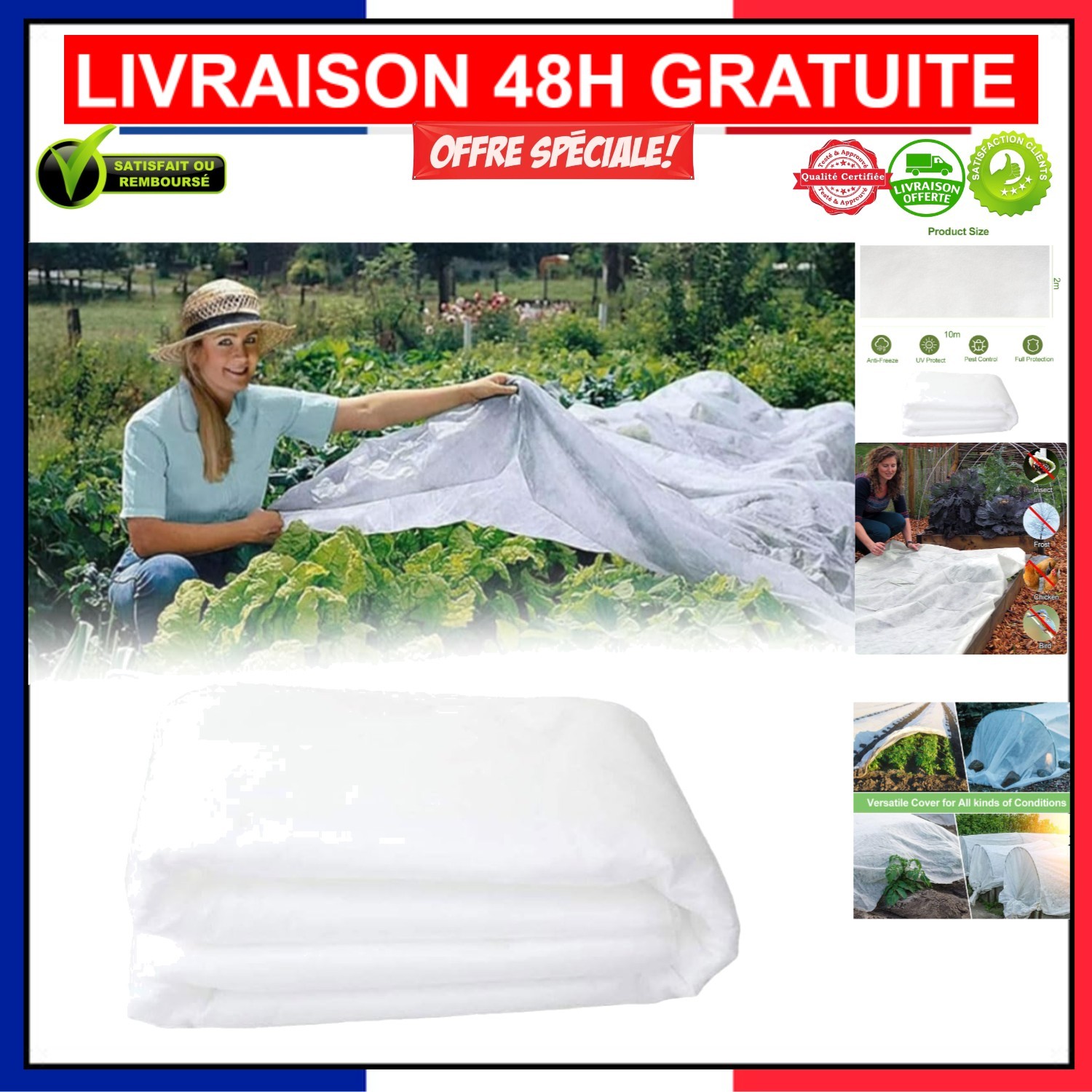 Bâche d'hivernage 2x10m pour protéger les plantes du potager et du balcon