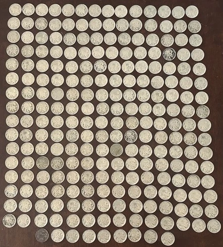 LARGE LOT OF 233 US BUFFALO NICKELS