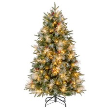 5 FT Pre-Lit Artificial Christmas Tree w/ 602 PE  PVC  PET Branch Tips