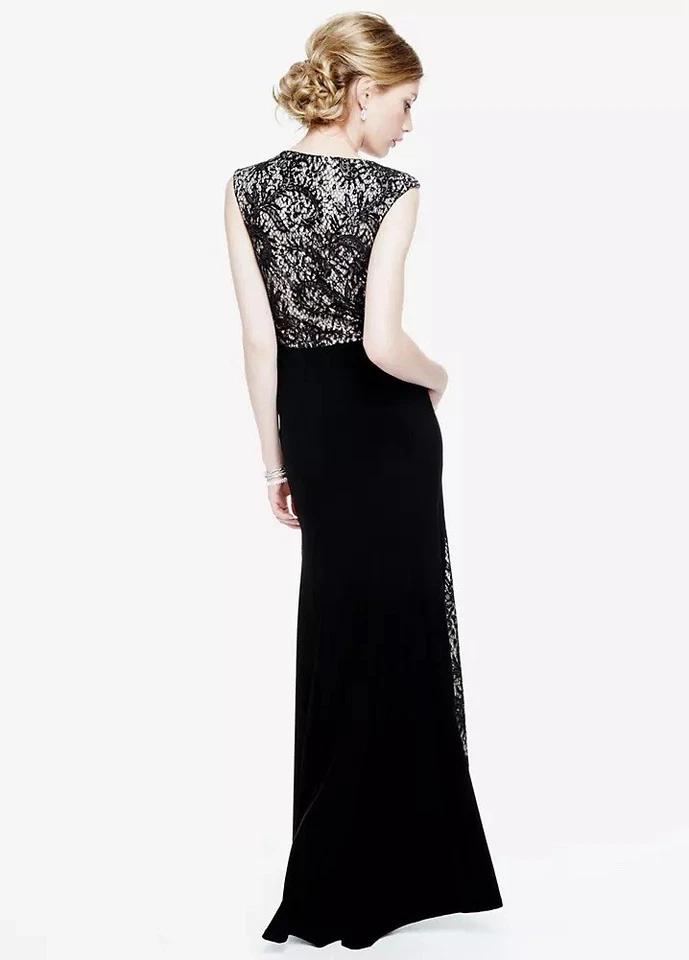 R&M Richards Gown Size 12 Formal Mother Bride Evening Gown Black Nude 8529 New - Image 3 of 4