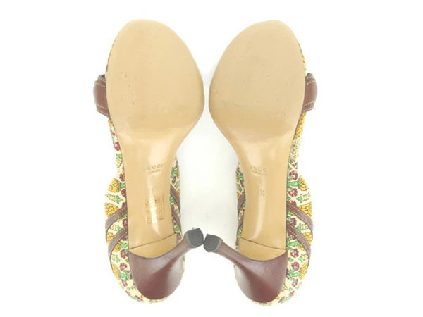 GUCCI Sandals Shoes #7 Half C High Heel Horsebit Beige x Brown x GGUCCI t11775s thumbnail 2