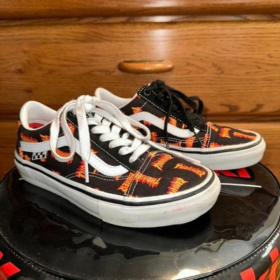 VANS x Thrasher Old Skool Skate Low Top Black Canvas Sneakers size 6 men s