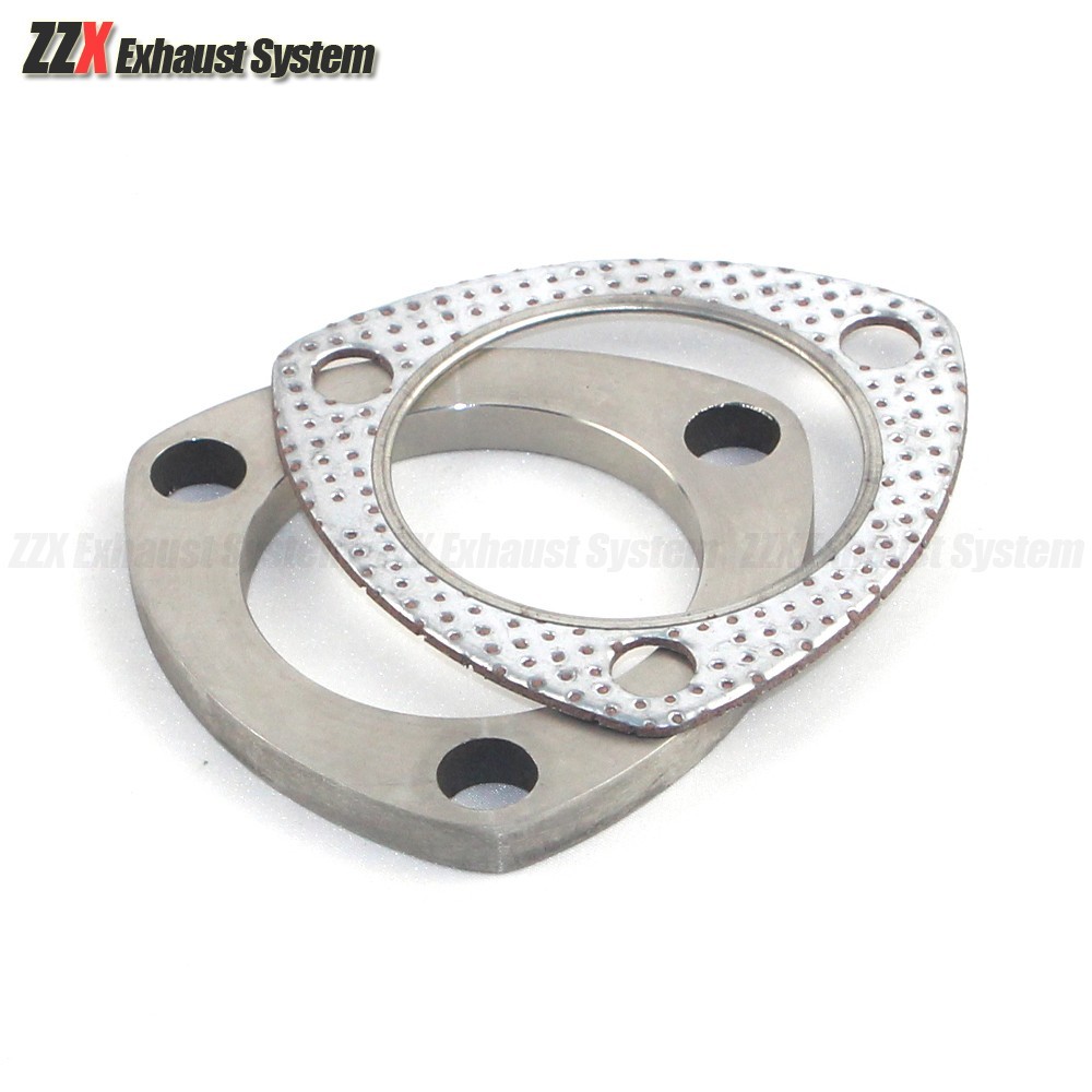 Flangia scarico auto 3 fori con guarnizione, acciaio inox 304 varie misure 45-57