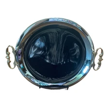 1950s Kromex Mid Century Modern Chrome Finish w/Gold Tone Handles Serving Tray