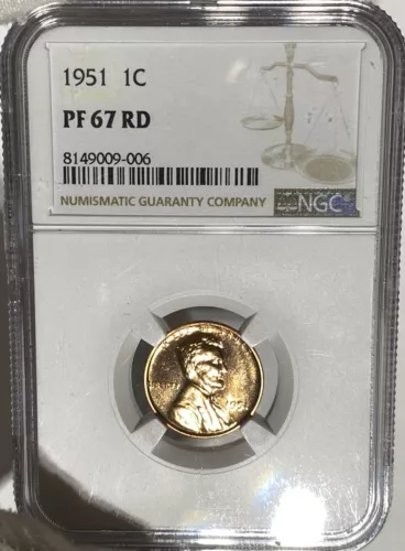GEM PROOF 1951 Lincoln Wheat Cent Penny NGC PF67 RD PR67 Blazing Red! DCHM