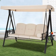 2&3 Seat Outdoor Garden Swing Chair Thick Padded Seat Adjustable Tilting Canopy