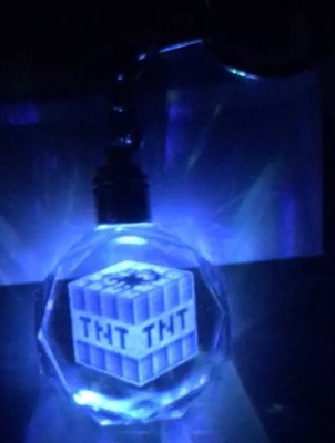LED Light Up Glass Multi 7 Colored Block TNT Keychain Minecraft Christmas Lego