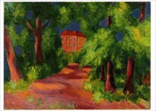 Kunstkarte August Macke "Rotes Haus im Park"