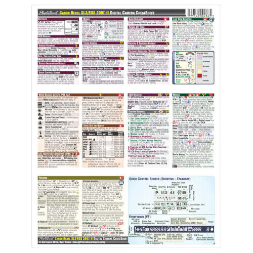 CheatSheet Canon Digital Rebel SL3 (200D II) Laminated Mini Guide to