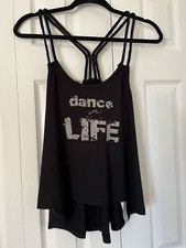 Dance is My Life Graphic Women s Medium Top Black Stretch New