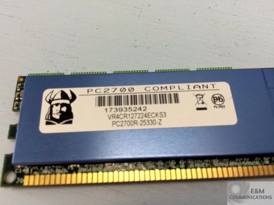 VR4CR127224ECKS3 VIKING 4GB DDR PC2700 184-PIN DIMM SD-RAM MEMORY - Image 2 of 3