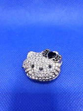 Rare Hello Kitty Rhinestone Pendant Locket Opens Sanrio Licensed Sparkly Black