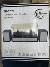 TANLANIN Bluetooth Vinyl Record Player w/ External Speakers, Black TE-2028
