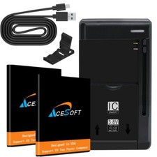 NEW 2x 1950mAh Grade A Battery Wall Charger Cable Bracket f TCL Flip Pro 4056S