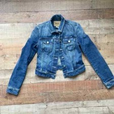 Paige Distressed Dark Wash Denim Jean Jacket Xs