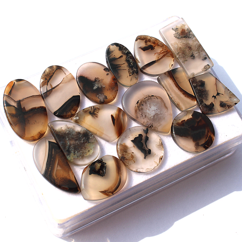 Lotto 15 Pezzi Agata Turca Naturale Alta Qualità 16mm-24,8mm Mix Pietre Cabochon - Foto 5 di 12