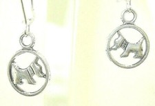 New Petite Cut-out Puppy DOG Silver-tone Drop Dangle Earrings 1-1/2" Long