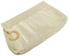 VINTAGE WHITING DAVIS CHAIN MAIL MESH CREAM ECRU PURSE CLUTCH BAG NICE