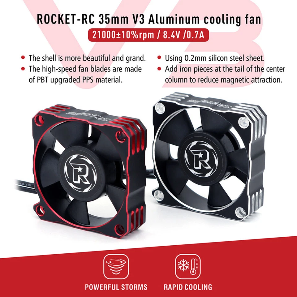 Rocket-RC Metal Cooling Fan 30/35/40mm 8.4V 30000RPM For RC ESC Motor Heat - Image 4 of 4