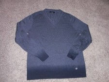 GUESS charcoal soft cotton blend v-neck Sweater men's Large