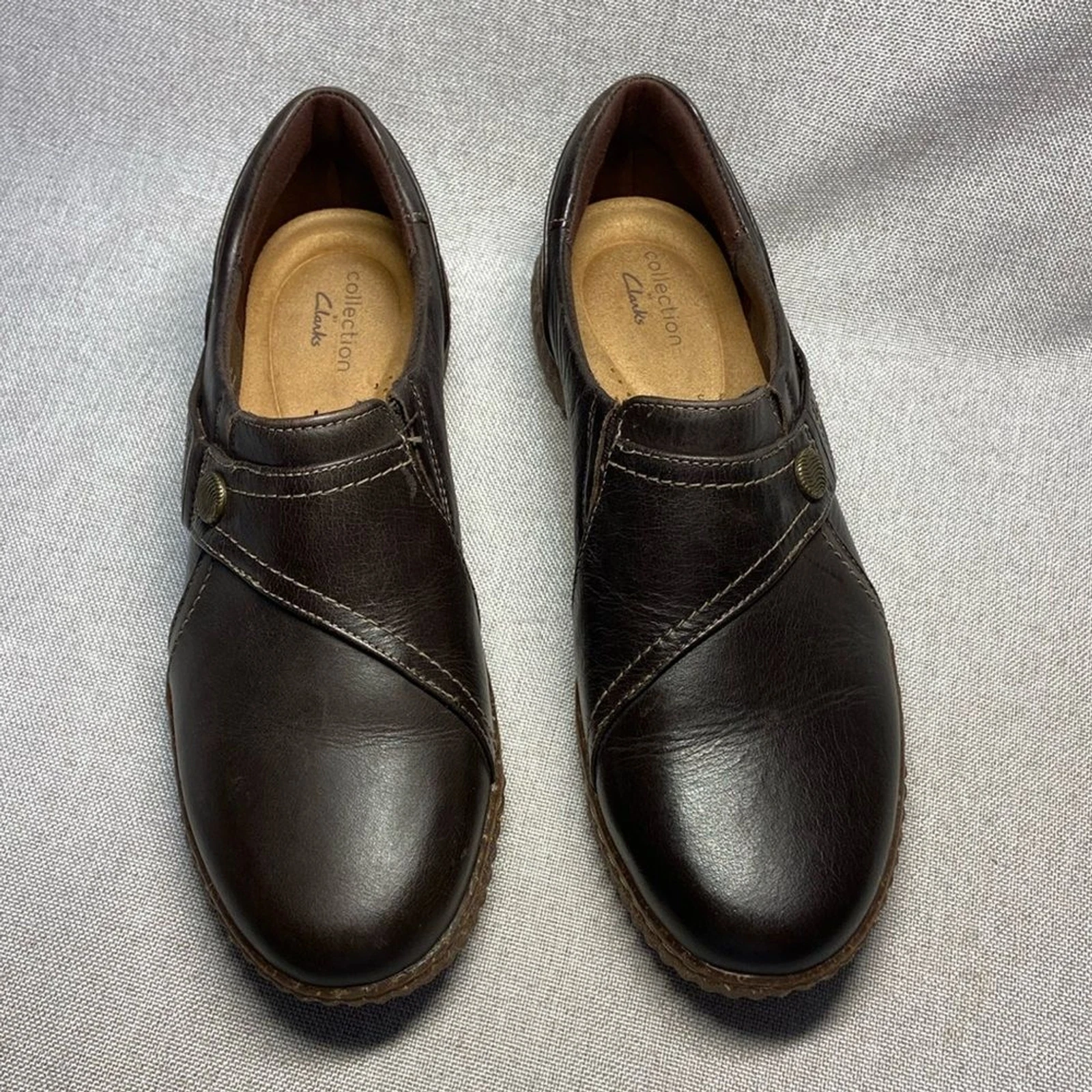 Mocassino donna Clarks Caroline Pearl slip on marrone scuro taglia 9M